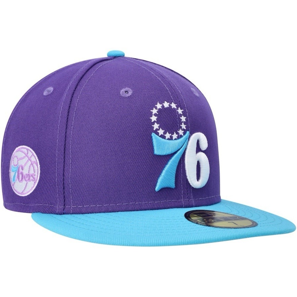 Philadelphia 76ers 59FIFTY New Era Fitted Hat Purple Teal‎ White Cap Mens